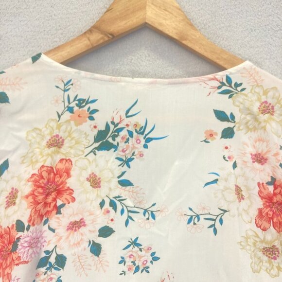 Linda Anderson Floral Embroidered Tunic Top Womens XL Boho Colorful 3/4 Sleeve - Picture 12 of 13